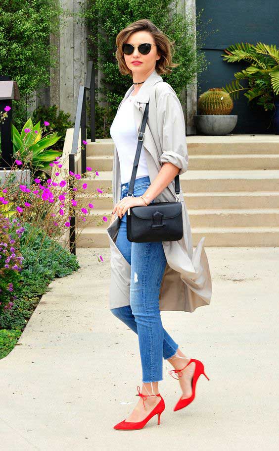 Escarpins rouges et looks jeans