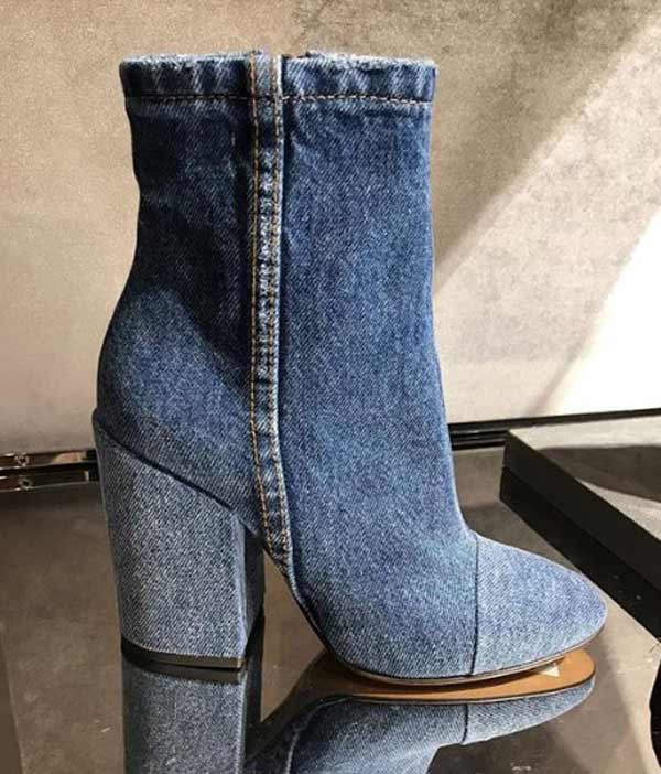 Modèles de denim de mode de bottines