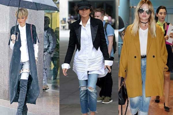 What is fashionable to wear jeans with in the fall