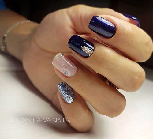 Chic manicure combination with blue