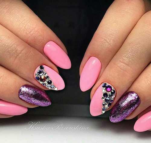 Sequins and rhinestones manicure