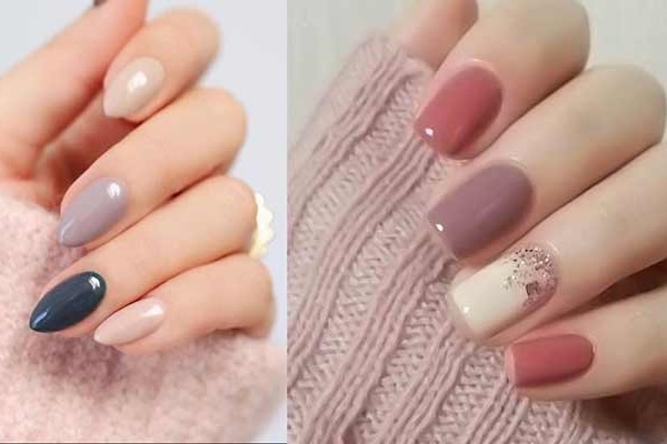 Combinations of different shades in manicure