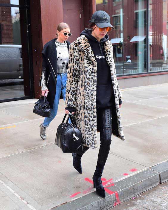 Bella Hadid printed coat