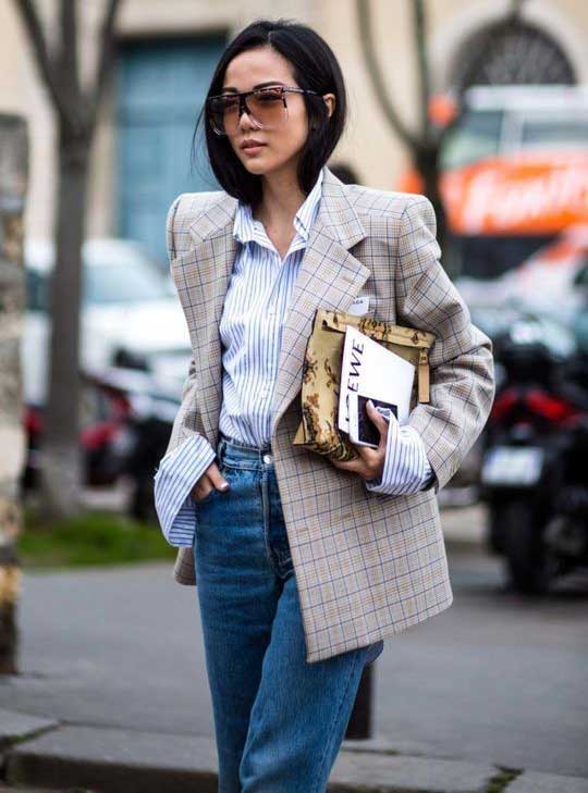 Oversized blazer check print