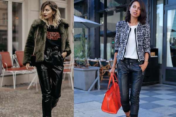 Fashionable combinations with leather pants