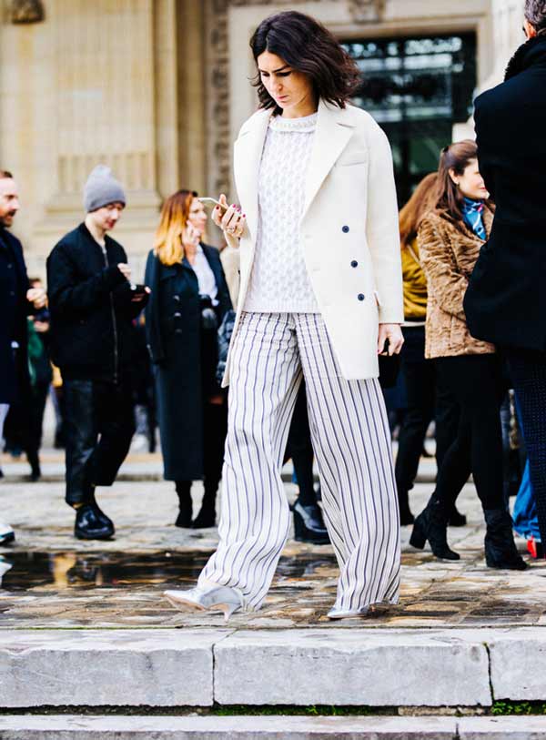 Blazer blanc avec pantalon ample