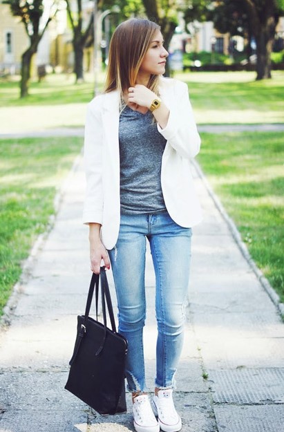 White blazer + jeans