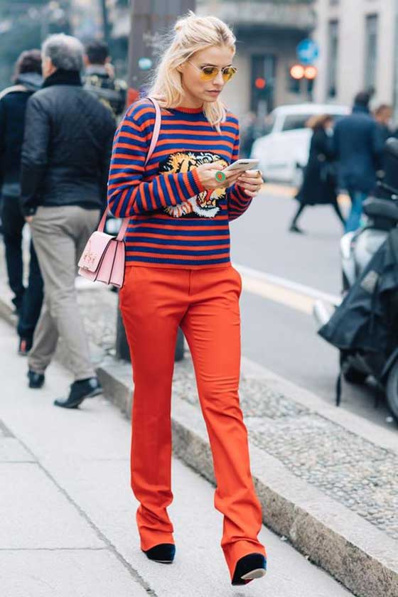 Look with red pants