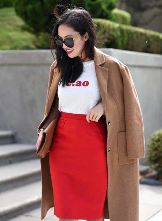 Image with a bright skirt