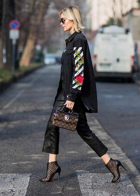 Perforated ankle boots