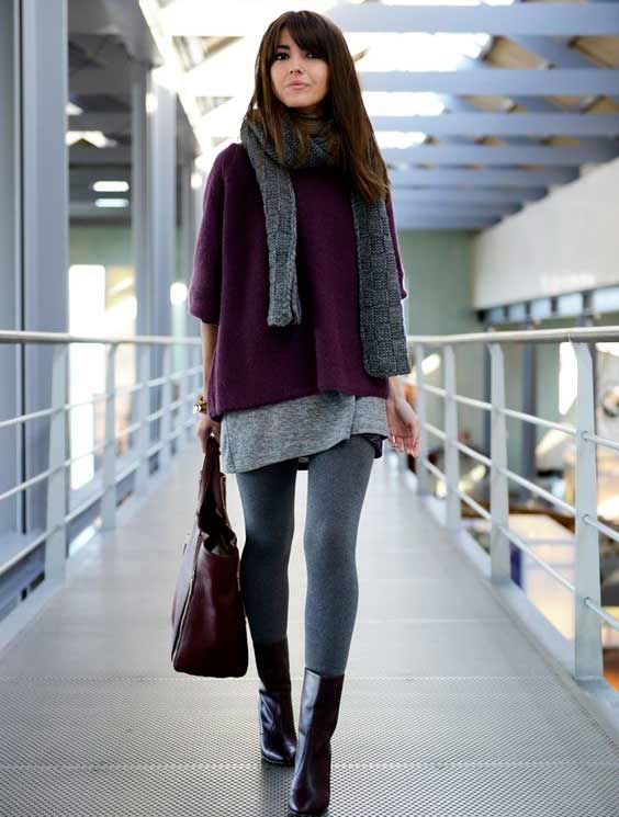 Gray tights with a matching skirt