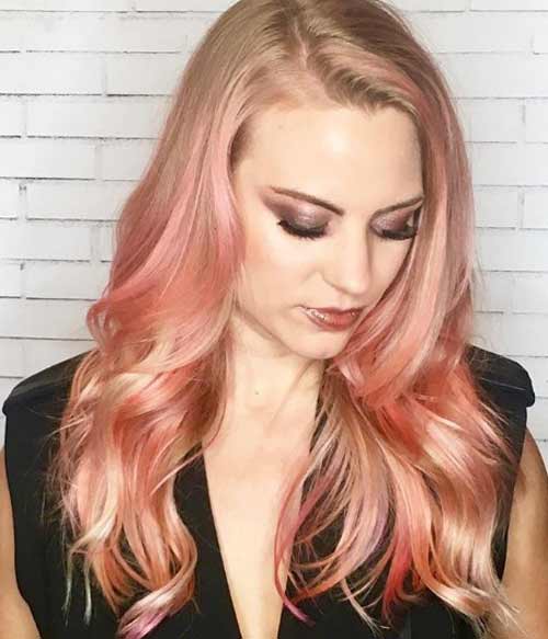 Rose quartz on long hair