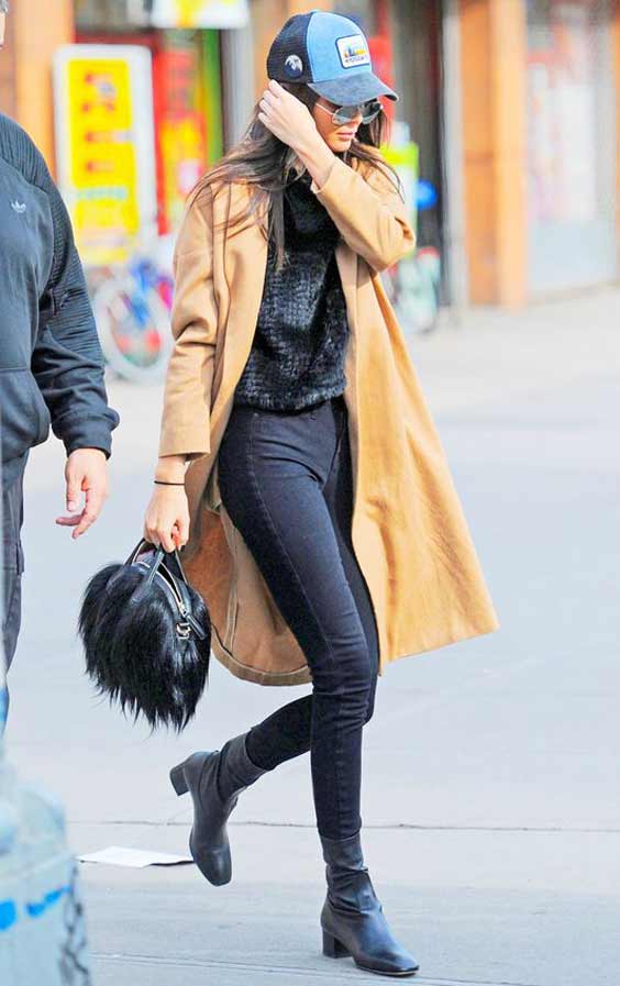 Kendall Jenner Look Avec Manteau Beige