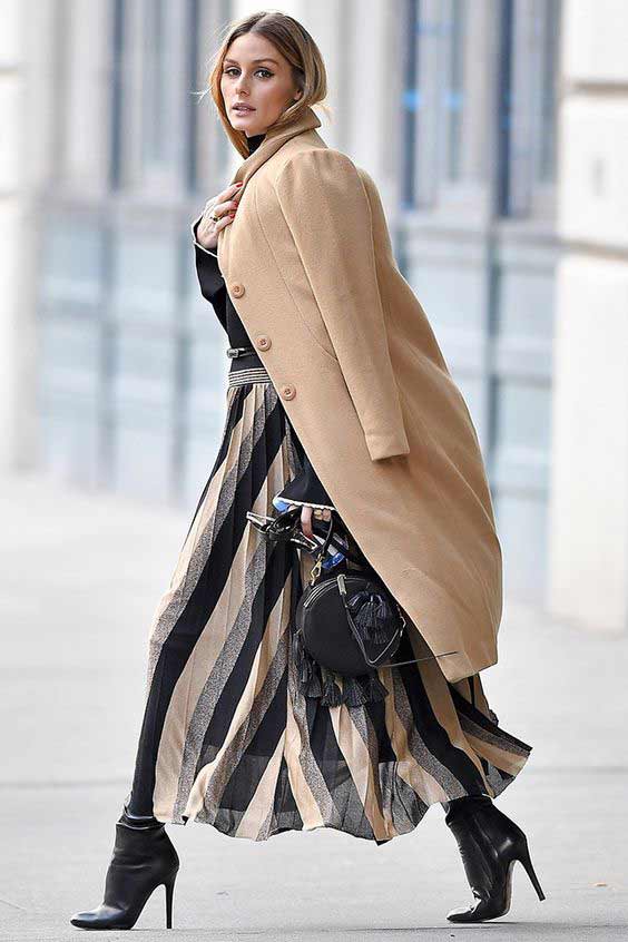 Olivia Palermo in a beige coat