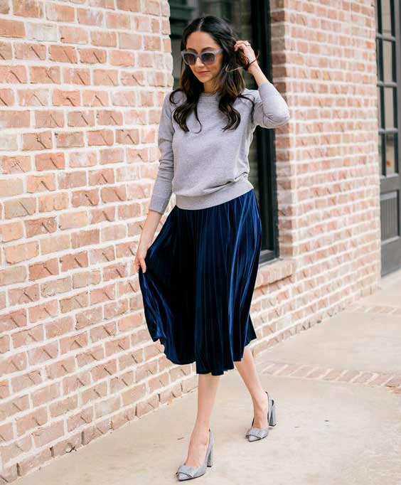 Basic turtleneck + velvet midi skirt