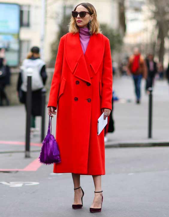 Red mid-season coat