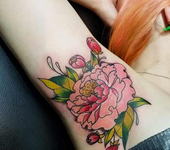 Armpit flower tattoo