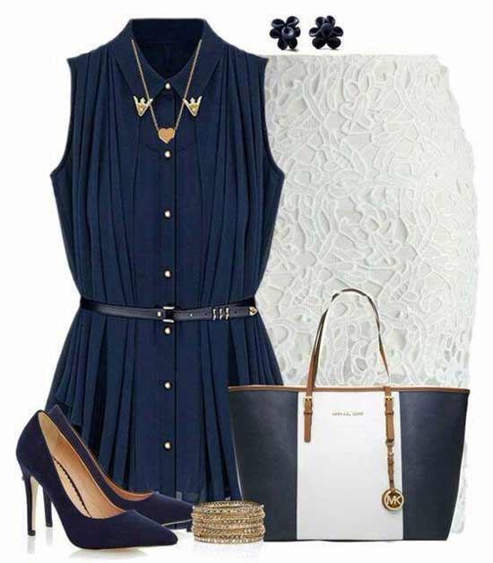 Blue + white elegant outfit