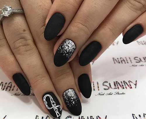 Matte black with silver sequins