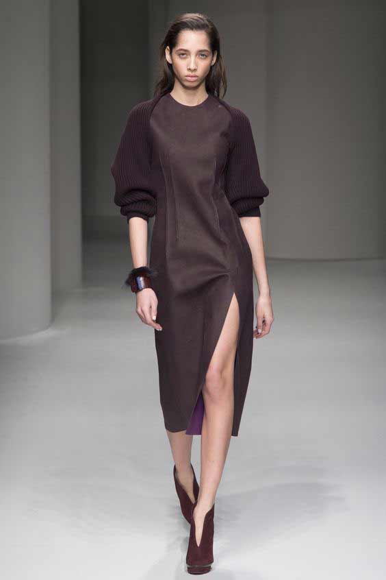 With knitted sleeves, office style dress