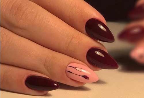 Burgundy manicure to increase the nail bed