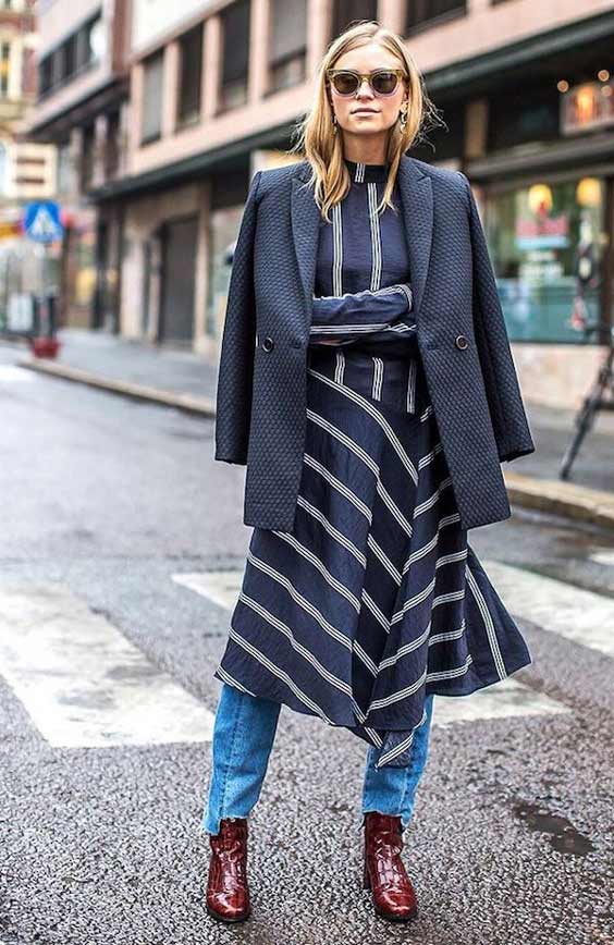 Robe mi-longue + jean