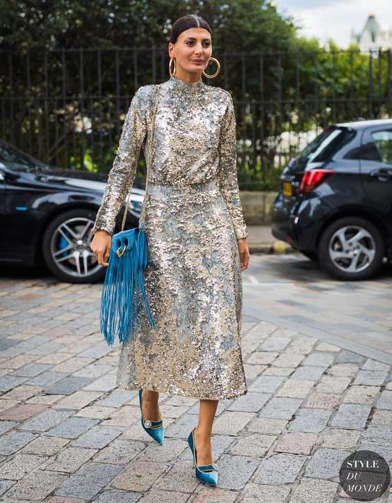 Robe midi à sequins