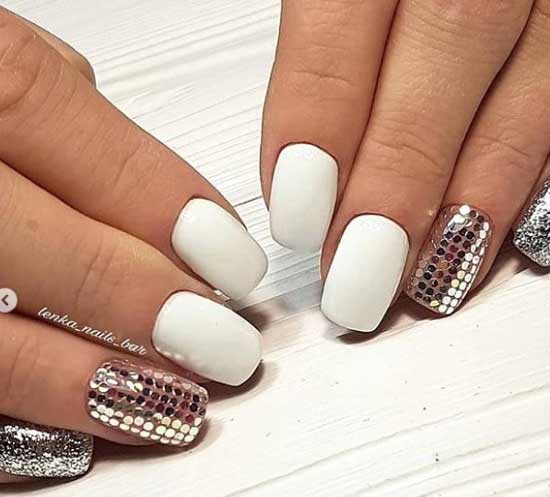 festive manicure options in white