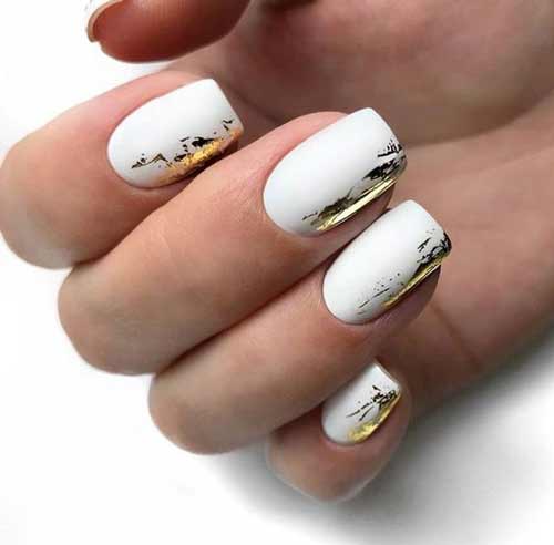 White + gold - nail design