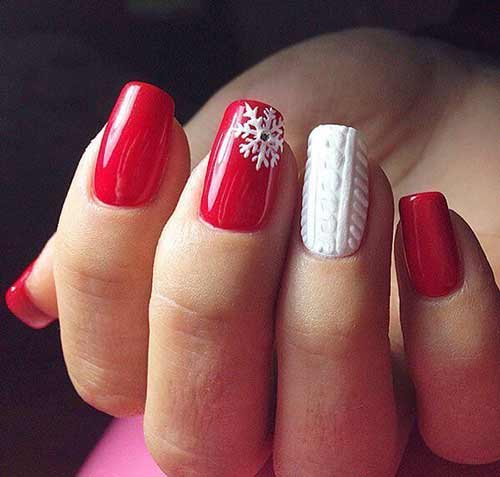 White + red - new year nail design