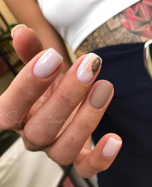 Beige and brown manicure