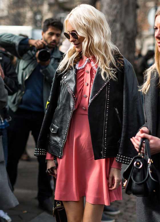 Cuir Noir, Paris Fashion Week Street Style Automne 2017