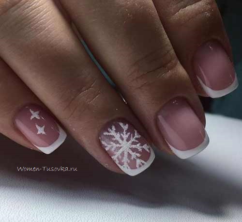 White snowflake manicure