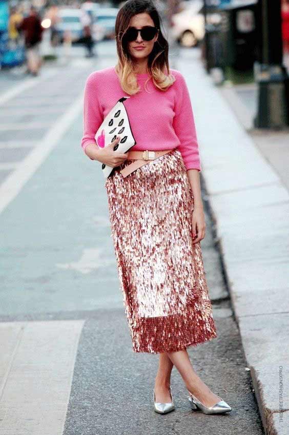 In pink - a skirt with sequins