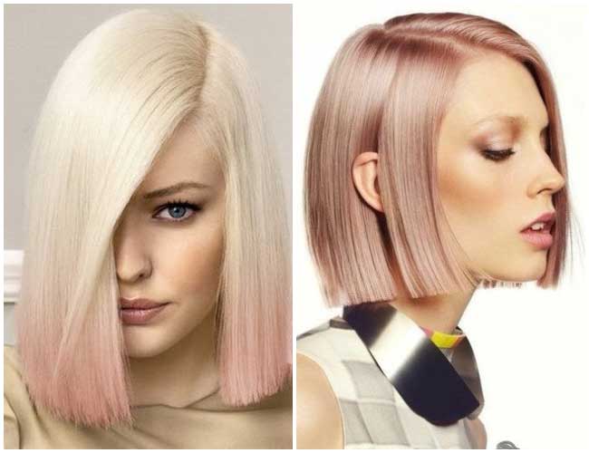 Pink blond trendy hair shade