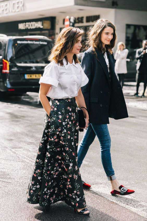 Long floral skirt