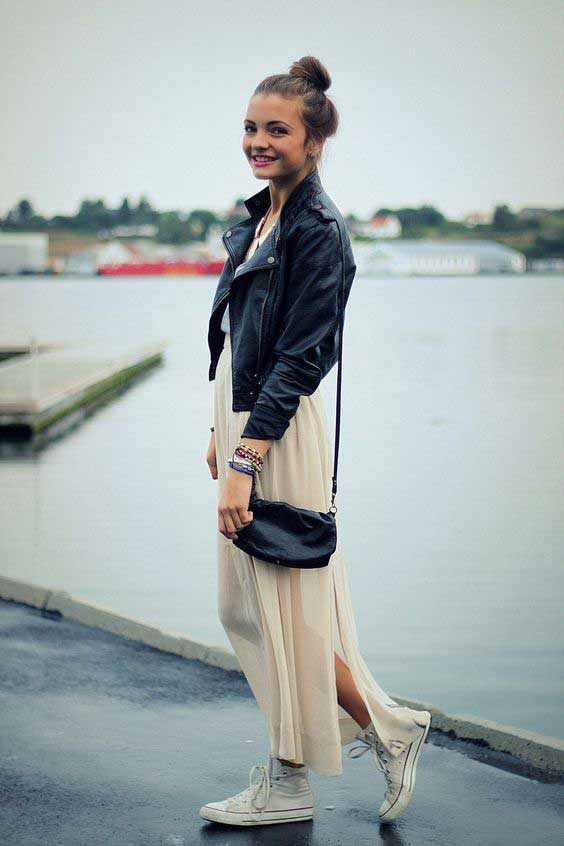 Long skirt with sneakers