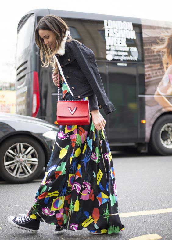 Long skirt with sneakers