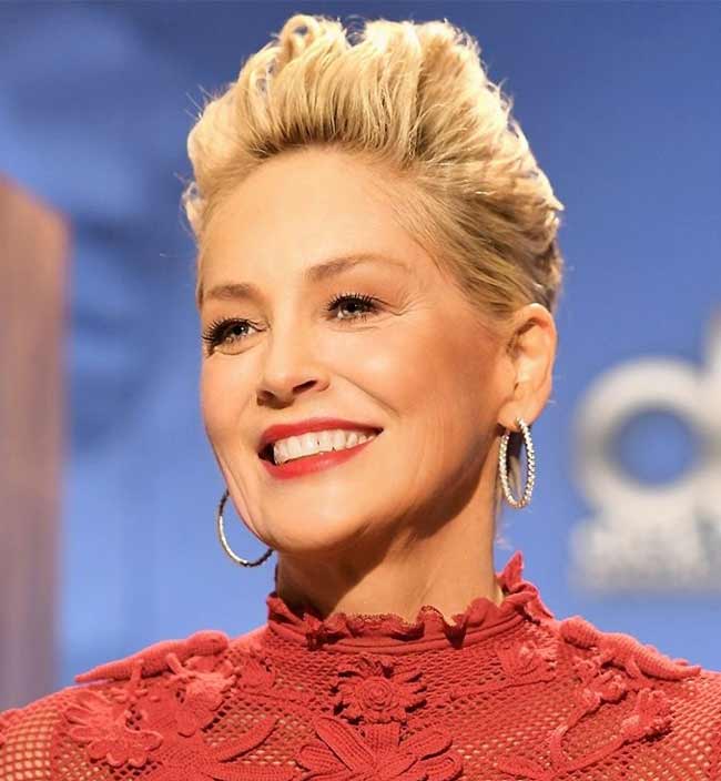 Sharon Stone short pixie haircut