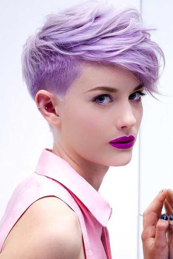 Bright coloring and pixie haircut