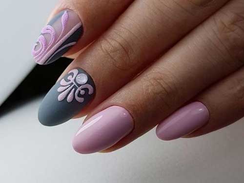 Conception d'ongles gris-rose