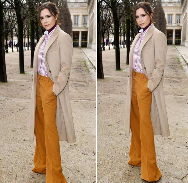 Col roulé bordeaux assorti à la chemise à carreaux - Victoria Beckham