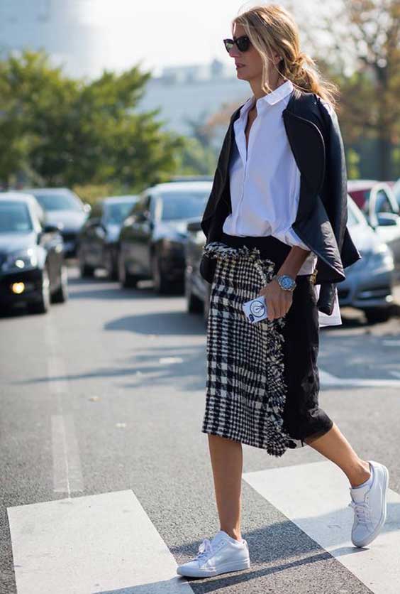 Check pencil skirt