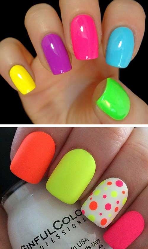 Bright manicure neon colors out of fashion 2018