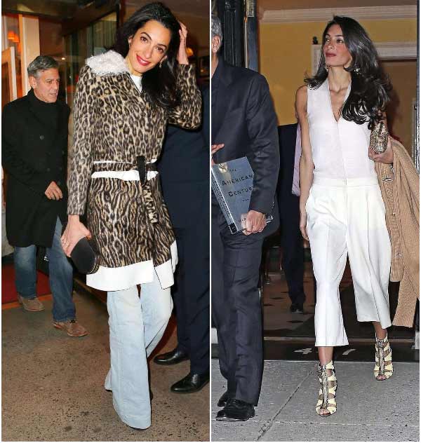 Jeans and leopard - images of Amal Clooney