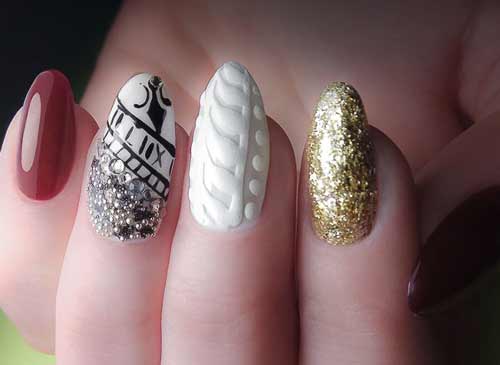 Conception d'ongles trois couleurs