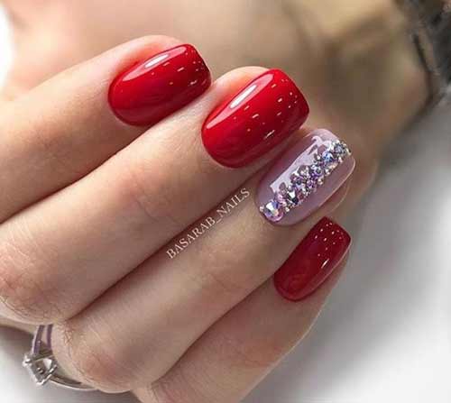 Red + pink combination on nails