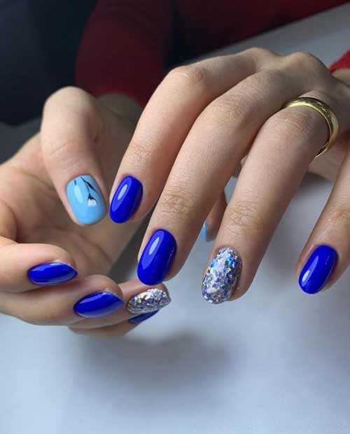 Blue manicure for March 8