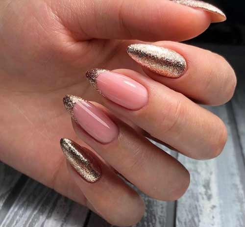 Long nails decoration with sequins, french