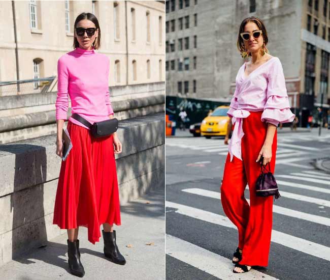 La combinaison de rose + rouge dans les vêtements